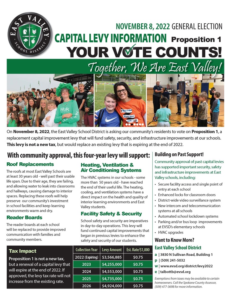 Capital Levy Information Otis Orchards Elementary