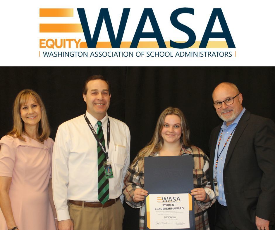 WASA awards picture with student, principal, and superintendent